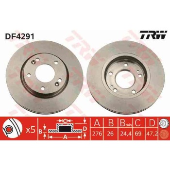 FREN DISKI ON HAVALI-(276-5 -(HYUNDAI  SANTAFE 00>05   TRAJET 00>10  