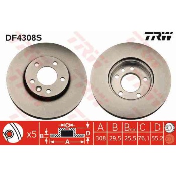 ON FREN DISKI-308×29,5 5×120 VW TOUAREG 03-10  TRANSPORTER 03- 