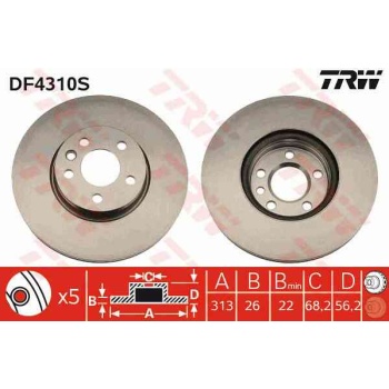 ON FREN DISKI-313×26 5×112 VW SHARAN 01-10  TRANSPORTER 99-04  SEAT ALHAMBRA 01-10 
