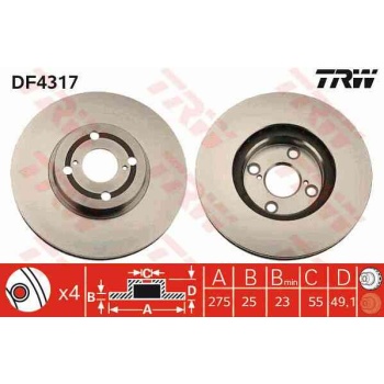 FREN DISKI ON HAVALI 277-4 -(TOYOTA  COROLLA 03>07 1.4 D4D DIZEL   