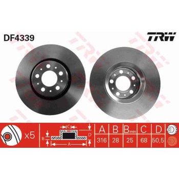 ON FREN DISK VOLVO XC90 03-14 16  Ø 316MM -28MM  