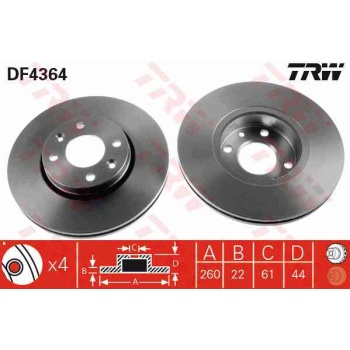 FREN DISKI ON HAVALI-(260-4 -(RENAULT  CLIO 3 1.2 16V-1.4-1.5 DCI-1.6 16V-MODUS-MEGANE 2 1.4 16V   NISSAN   MICRA-K12 03>10   NOTE 07>11  
