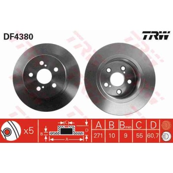 FREN DISKI ARKA DUZ 271-5 -(TOYOTA  AVENSIS 00>02  