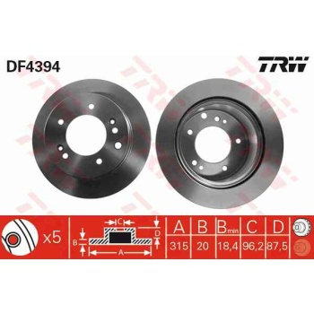 FREN DISKI ARKA DUZ 315-5 -(KIA  SORENTO 02>10  