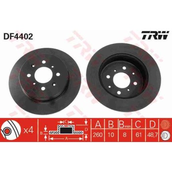 FREN DISKI ARKA DUZ 260-4 -(HONDA  CIVIC 2001>2006 HB   
