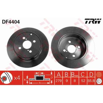 FREN DISKI ARKA DUZ-(279-4 -(TOYOTA  COROLLA 03>07 1.4 D4D DIZEL COROLLA-VERSO 04>07   