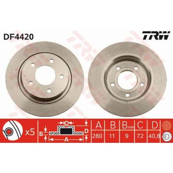 FREN DISKI ARKA DUZ-(280-5 -(MAZDA-3 03>07 2.0   MAZDA-5 05>>  