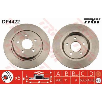 FREN DİSKİ ARKA 280MM FORD   FOCUS 04-   VOLVO   S40     550     C70  