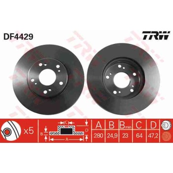 FREN DISKI ON HAVALI 280-5 -(HONDA  ACCORD 2003>2008 2.4-2.2 CTDI   