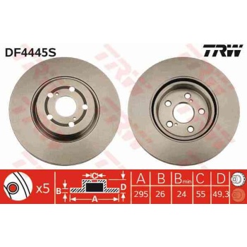 FREN DISKI ON HAVALI 295-5 -(TOYOTA  AVENSIS 03>08 2.0-2.0D  