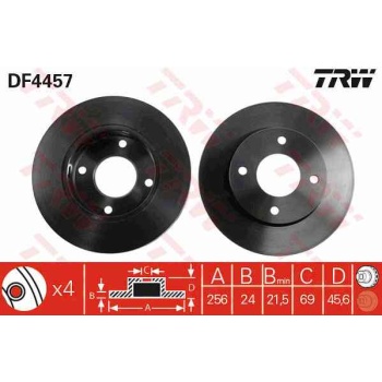 FREN DISKI ON HAVALI 256-4 -(MITSUBISHI  COLT 04>10    
