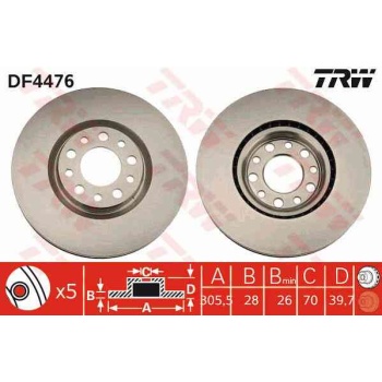FREN DISKI ON HAVALI-(305.5-5 -(ALFA ROMEO  159 05>11   GIULIETTA 11>>   