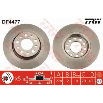 FREN DISKI ARKA DUZ-(278-5 -(ALFA ROMEO  159 05>11   GIULIETTA 11>>   