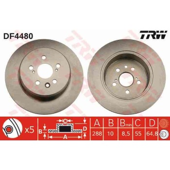 FREN DISKI ARKA DUZ-(288-5 -(TOYOTA  AVENSIS 97>02 