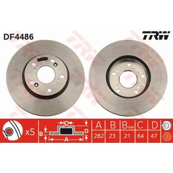 FREN DISKI ON HAVALI 282-5 -(HONDA  CIVIC 2007>2011 1.6 CRV 2002>2006  