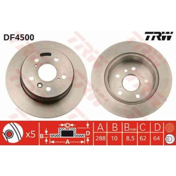 FREN DISKI ARKA DUZ-(288-5 -(TOYOTA  CAMRY 92>10  