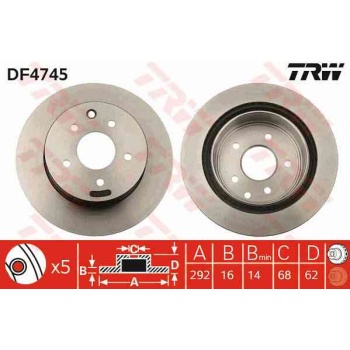 FREN DISKI ARKA HAVALI-(292-5 -(NISSAN  QASHQAI 07>12   XTRAIL 01>07     JUKE 1.6 DIG-T 14-> 