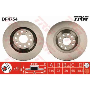 ARKA FREN DISKI-310×22 5×112 VW GOLF 06-  PASSAT 06-  AUDI A3 04-  SEAT LEON 13-  SKODA OCTAVIA 18- 