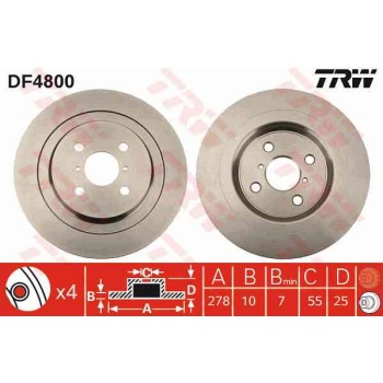 FREN DISKI ARKA DUZ-(278-4 -(TOYOTA  YARIS 06>13 1.5 HYBRID 12>  