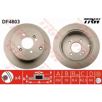 FREN DISKI ARKA DUZ-(262-4 -(HYUNDAI  ACCENT-ERA 07>11   GETZ 02>   I20 08>11   RIO 05>11  