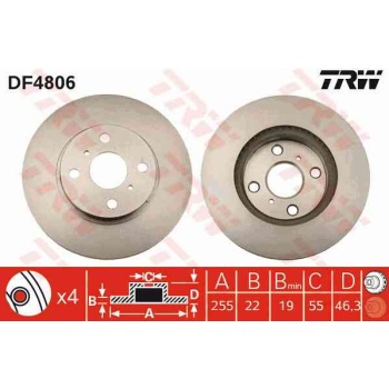 FREN DISKI ON HAVALI-(255-4 -(TOYOTA  YARIS 06>13   KAMPANALI ARACLAR ICIN 