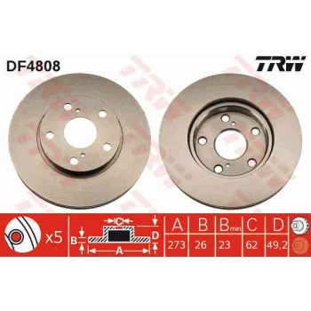 FREN DISKI ON HAVALI 273-5 -(TOYOTA  COROLLA 07>11 1.4 D4D DIZEL AURIS 07>11 1.4 D4D DIZEL  