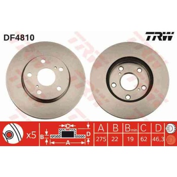 FREN DISKI ON HAVALI-(275-5 -(COROLLA 2007>2011   AURIS 2007>2011 1.4-1.6 VVTI BENZINLI  