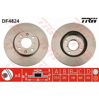 FREN DISKI ON HAVALI 252-4 -(SUZUKI  SWIFT 05>11   SPLASH 08>11   OPEL  AGILA 08>  