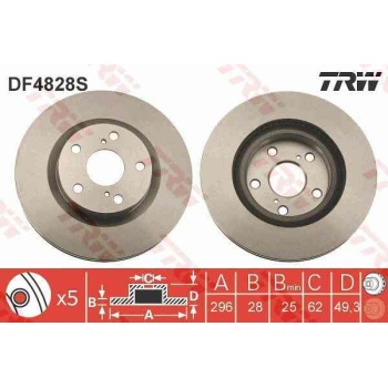 FREN DISKI ON HAVALI-(296-5 -(TOYOTA  RAV4 06>11   CAMRY 06>11  