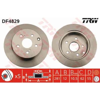 FREN DISKI ARKA DUZ-(281-5 -(TOYOTA RAV4 06>11     RAV4 13->>  