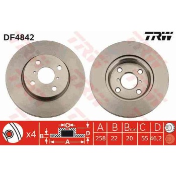 FREN DISKI ON HAVALI-(258-4 -(TOYOTA  YARIS 06>11 1.0-1.3-1.4 D4D  