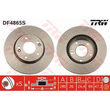 FREN DISKI ON HAVALI-(280-5 -(HYUNDAI  I30 08>11   IX20 11>12   KIA  CERATO 11>14   CEED 06>11   VENGA 10>  