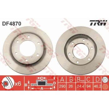 FREN DISKI ON HAVALI-(290-6 -(MITSUBUSHI  PAJERO 00>13  