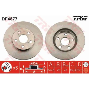 FREN DISKI ON HAVALI-(255-5 -(TOYOTA  CORONA 92>97  AT191 3S   