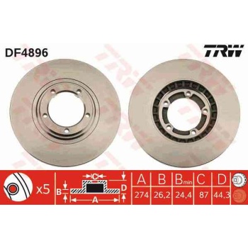 FREN DISKI ON HAVALI 274-5 -(HYUNDAI  STAREX TCI-CRDI 03>08     H100 KAMYONET 04>11    KIA  BONGO 04->> 