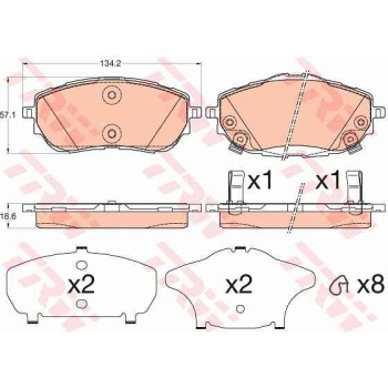 BALATA FREN ON-(TOYOTA  COROLLA 2013>2015     AURIS 2013>2015     COROLLA 17>19  