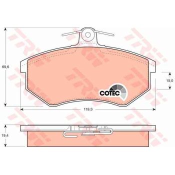 ON FREN BALATASI-KULAKSIZ **19MM**-  VW CADDY 96-03  GOLF 80-98  POLO 95-02  AUDI A4 95-97  A80 92-96  