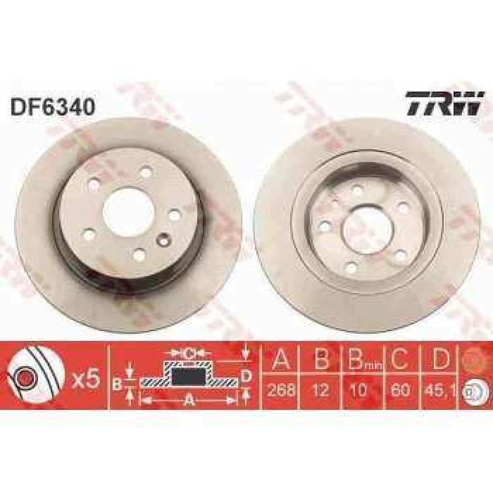 ARKA FREN AYNASI ASTRA-CRUZE J 1.3 CDTI-1.4-1.4 TURBO-1.6-1.6 SIDI-1.7 CDTI-2.0 CDTI 12-09- - TRW DF6340