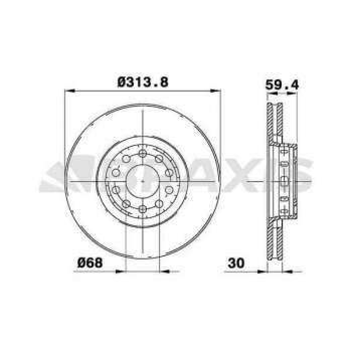 ON FREN DISK AYNASI HAVALI AUDI 100 S4 TURBO A6 S6T 4.2 A8 2.8-3.0V-3.7-4.2-2.5TDI 91-98 - BRAXIS AD1051