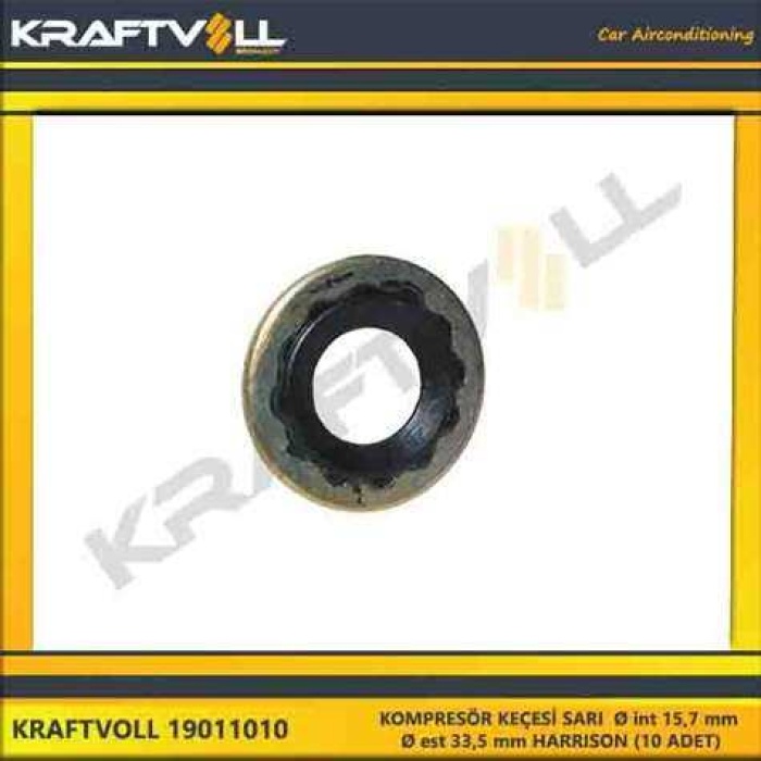 KOMPRESÖR KEÇESI SARI  Ø int 15.7 mm Ø est 33.5 mm HARRISON 10 ADET - KRAFTVOLL 19011010