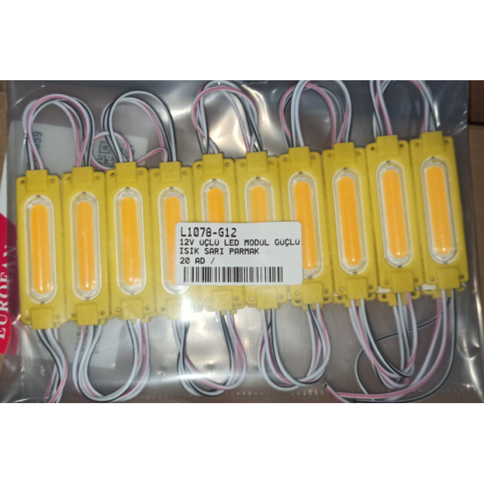 12V ÜÇLÜ LED MODÜL GÜÇLÜ IŞIK SARI PARMAK - L1078-G12