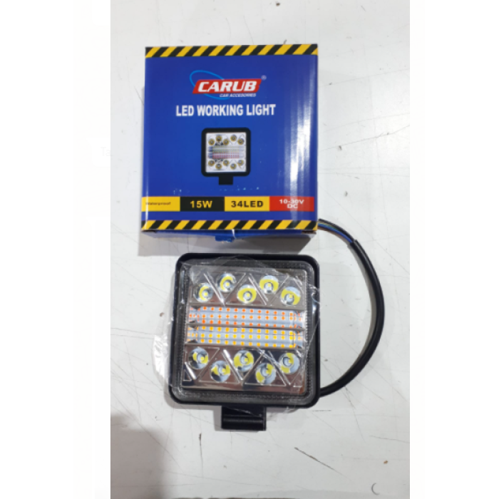 ÇALIŞMA LAMBA OFF ROAD PROJEKTÖR 10-30V 34 LED KARE SARI-BEYAZ-KIRMIZI - BR3010603