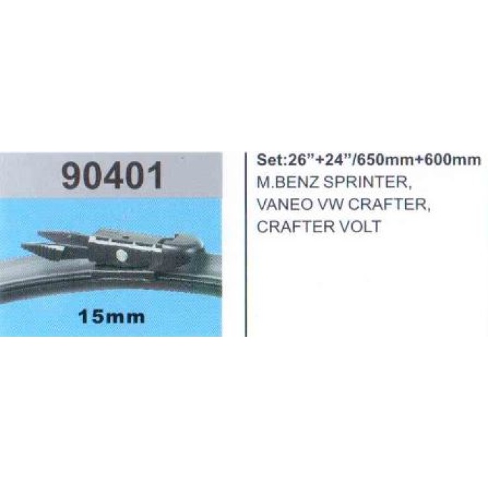 SILECEK SÜPÜRGESI MUZ TK 650+600 MM VW CRAFTER VOLT 06- MERCEDES SPRINTER 06- VANEO 04-05 - S90401