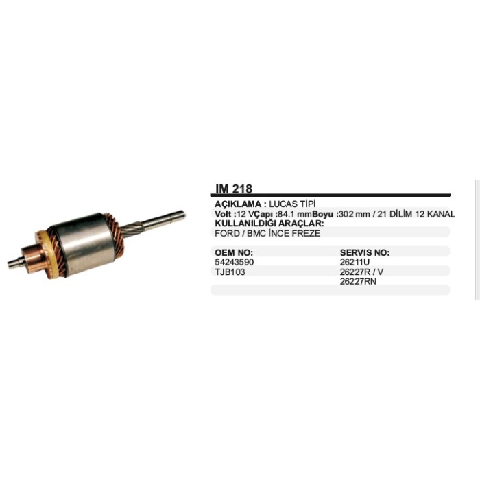 KOLLEKTÖR 12V TJT103 FORD BMC INCE FREZE LUCAS TIP - IM218