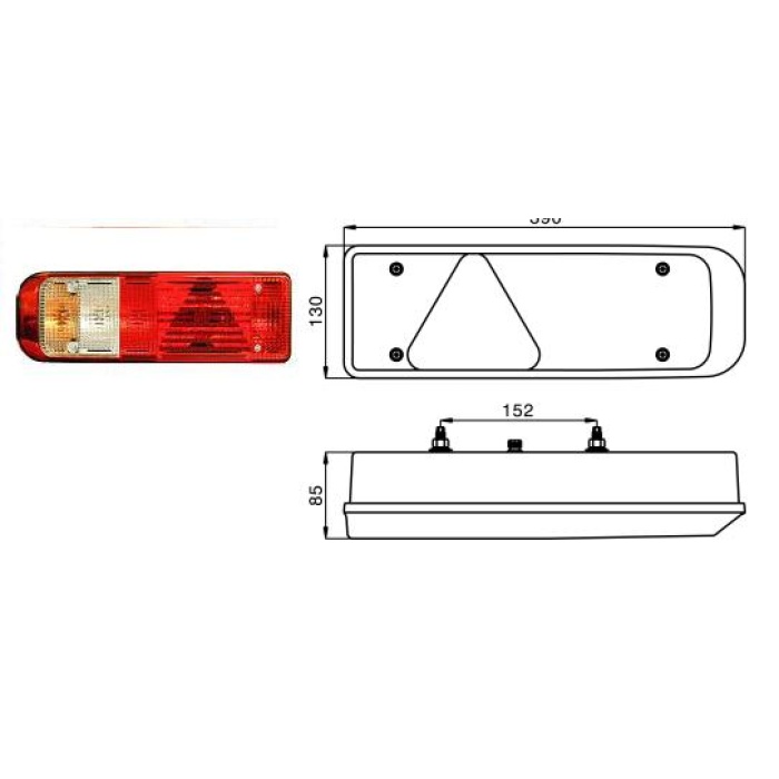 STOP LAMBA MULTILAMP ÜÇGEN REFLEKTÖRLÜ KABLOLU AMPULSÜZ SAĞ FORD KARGO YM UNIVERSAL E9 - SB.1580-M202R00-A