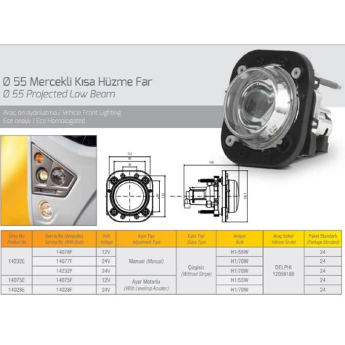 FAR 12V Q55 KARSAN TEMSA PRESTIJ 10- - FARBA 14232D