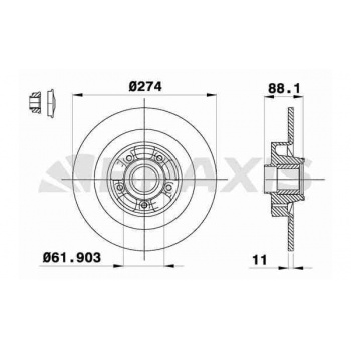 RULMANLI ARKA FREN DISK AYNASI RENAULT KANGOO II 1.5dCI 1.6I - BRAXIS AD0286