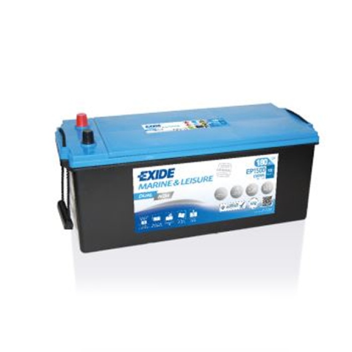 AKU 12V 180 AH 900A DUAL AGM AUTOMOTIVE Double without BLUE LIGHT D05 513×223×223 - EXIDE EP1500