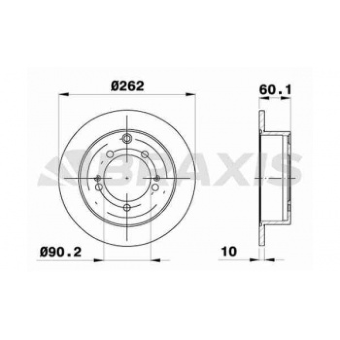 ARKA FREN DISK AYNASI MITSUBISHI LANCER 2.0 03-07-OUTLANDER 2.0-2.4 02-06 262mm x 5D - BRAXIS AE0605