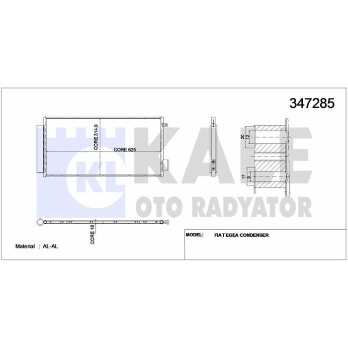 KLIMA RADYATORU CONDENSER EGEA 1.3 1.6 MJET 1.4 BENZINLI - KALE 347285